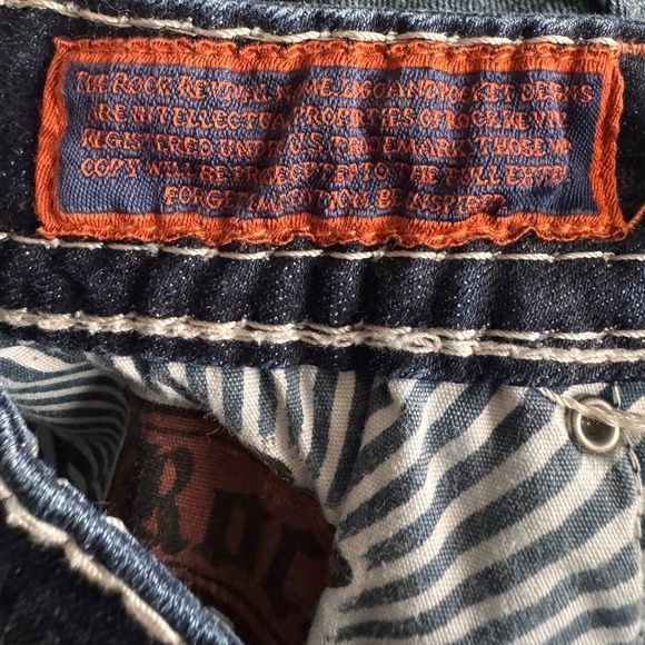 Rock Revival Jeans Womens Size 29 Dark Wash Straight Leg Embellished Rhinestone - Picture 10 of 16